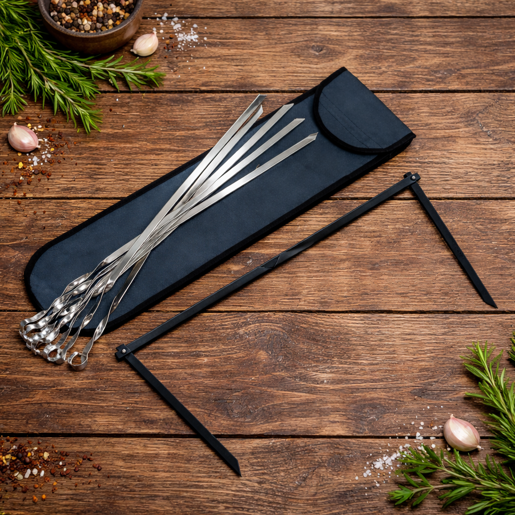 Набор шампуров Jooki стальных 560х10х2 мм 6 шт. с подставкой в чехле (10184)