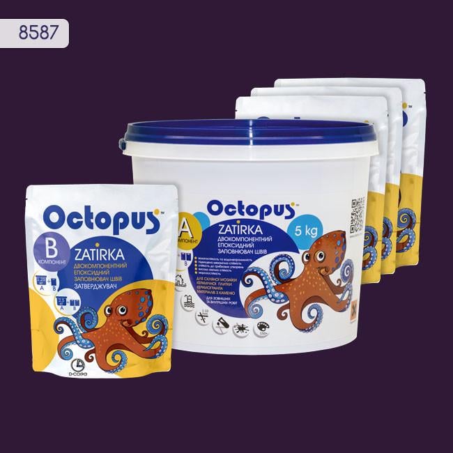 Фуга двухкомпонентная эпоксидная для плитки и мозаики Octopus 5 кг 8587