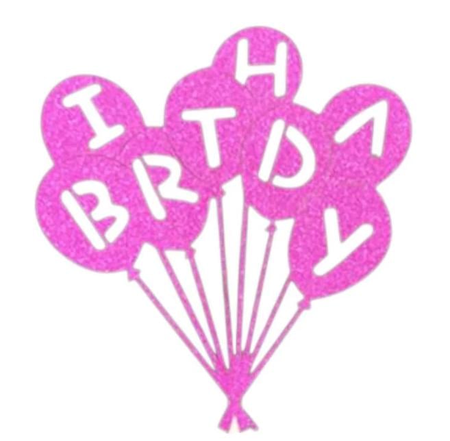 Топер З Днем Народження в торт 11x10 см Малиновий (0018/16)