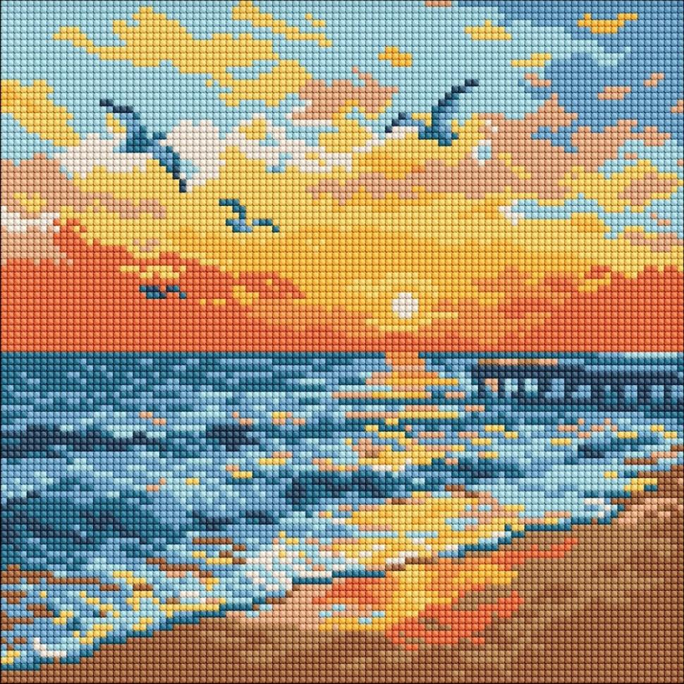 Алмазная мозаика Ideyka На берегу моря 30x30 см (AMO8271)