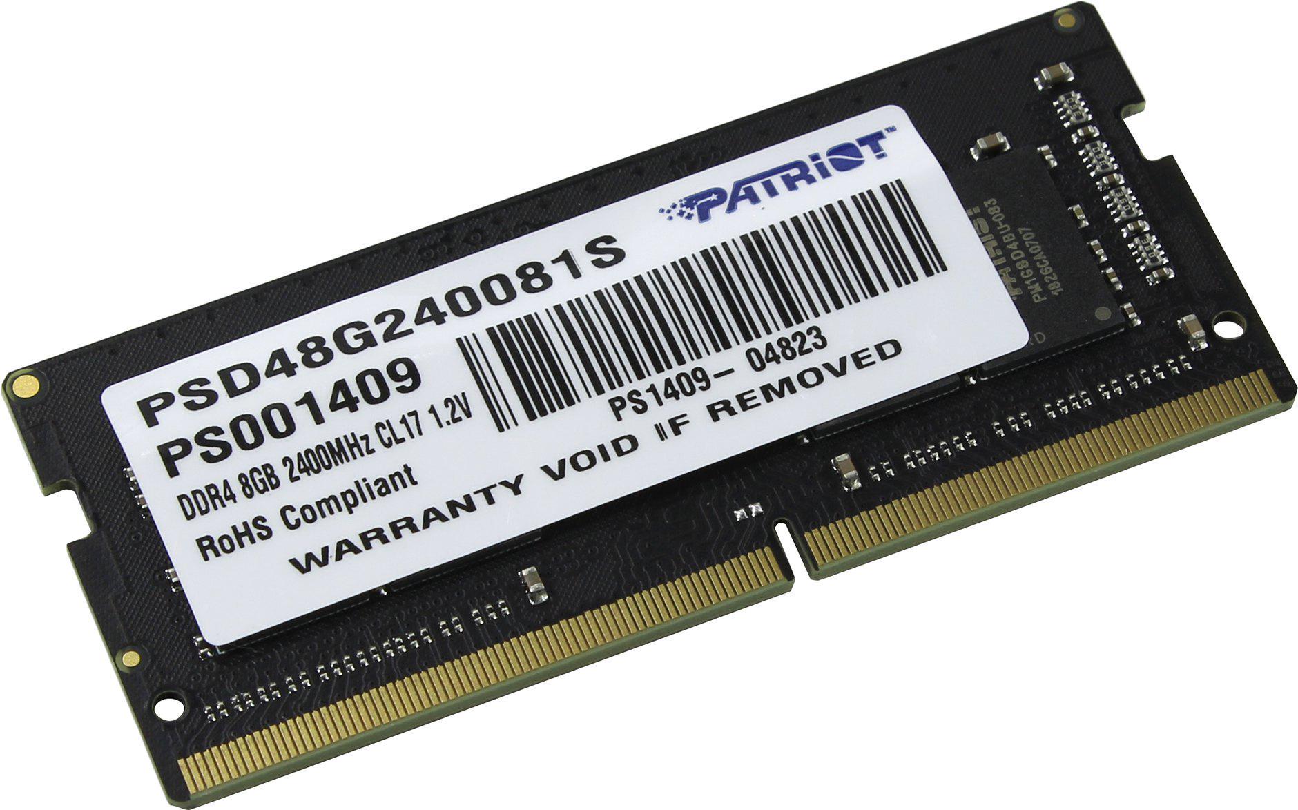 Оперативная память Patriot Signature Line DDR4 SO-DIMM 8GB/2400 (PSD48G240081S)