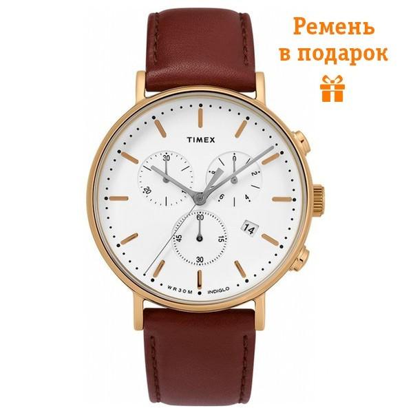 Наручные часы мужские Timex Fairfield Chrono кварцевые Gold (Tx2t32300)