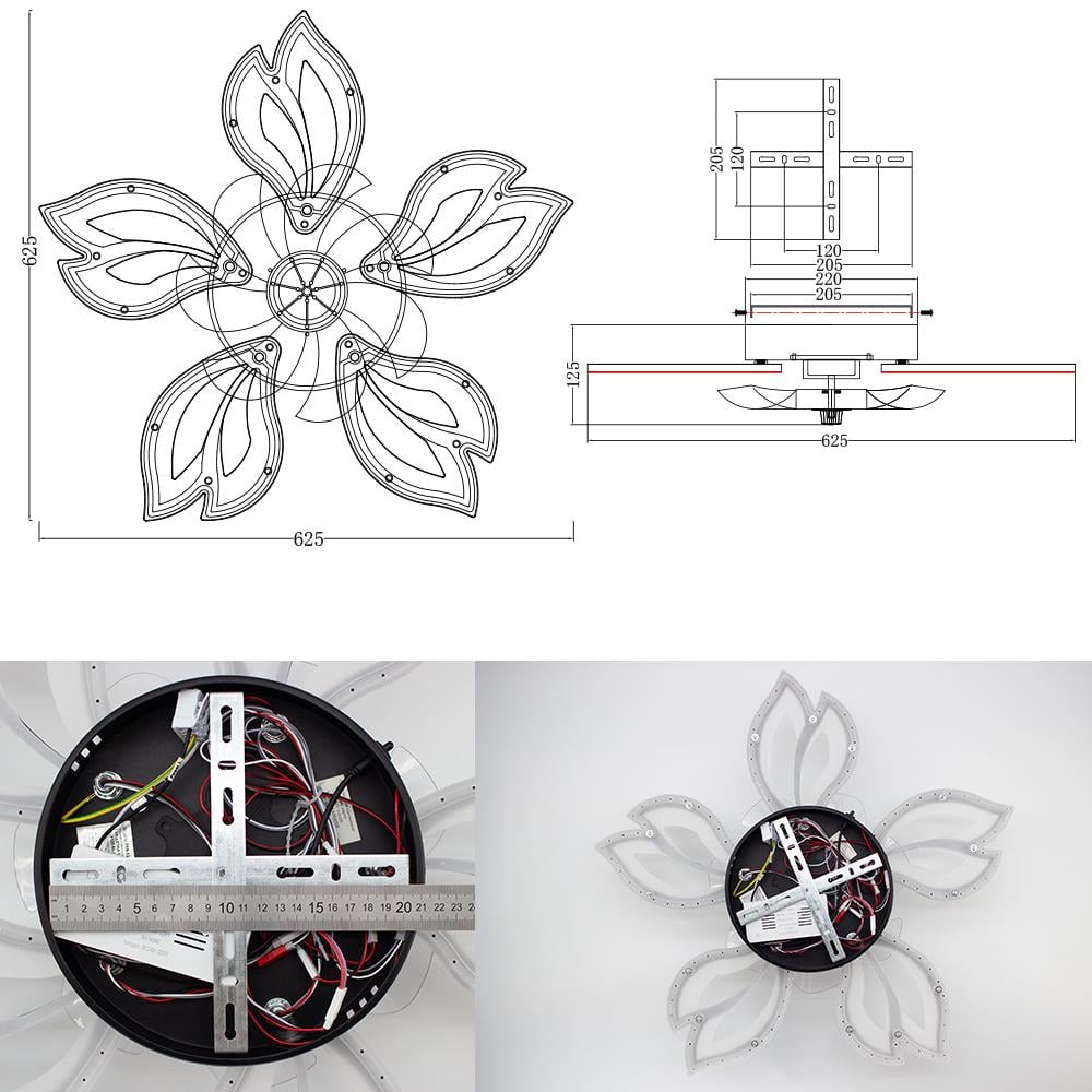 Люстра світлодіодна ESLLSE FAN ASTRA 52 Вт/19 Вт 625x125 мм Чорний (10607) - фото 6 Люстра світлодіодна ESLLSE FAN ASTRA 52 Вт/19 Вт 625x125 мм Чорний (10607) - фото 6