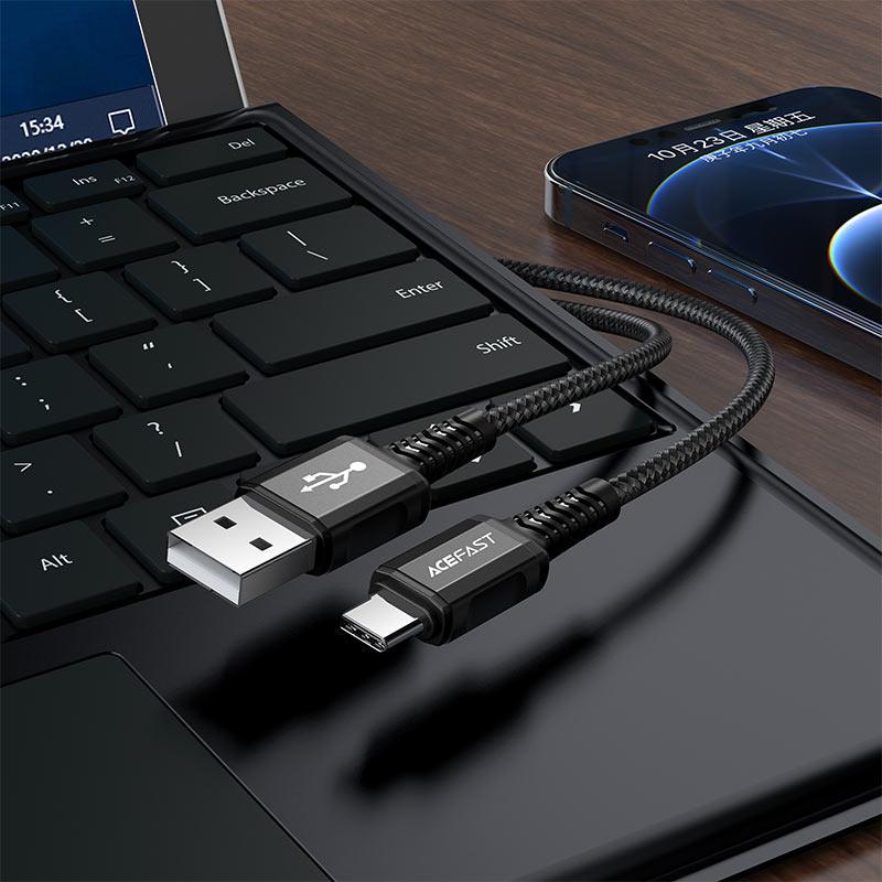 Кабель для зарядки смартфона ACEFAST C1-04 USB Type A-Type-C 3 A 1,2 м Черный (206251) - фото 4 Кабель для зарядки смартфона ACEFAST C1-04 USB Type A-Type-C 3 A 1,2 м Черный (206251) - фото 4