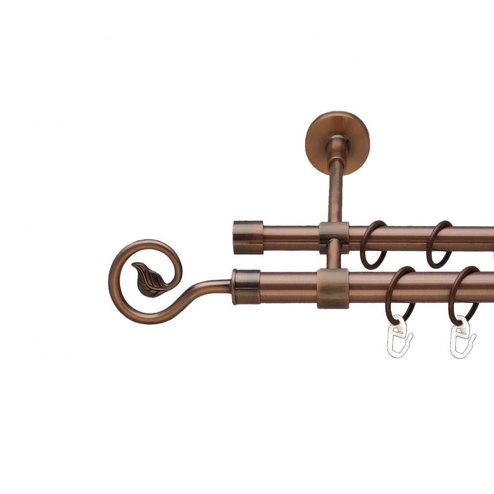 Карниз для штор Orvit Лук двухрядный гладкий 19\16 мм 240 см Античная медь (00-00011980)