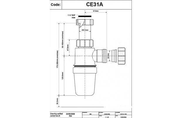 Сифон для умивальника Mcalpine без зливу пластиковий Хромований 1,1/4"х32 мм (CE31A) - фото 2