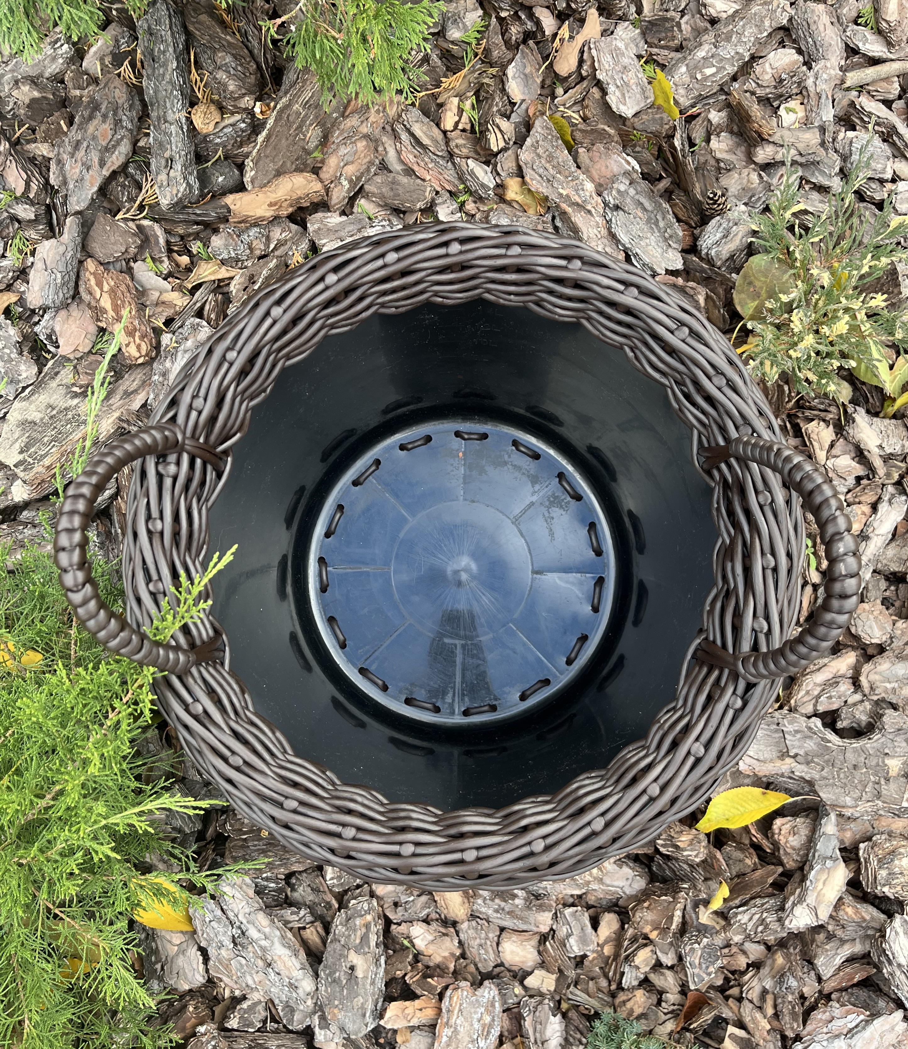 Кашпо для квітів з ручками зі штучного ротанга 20 л Дровник Венге (27922847) - фото 2 Кашпо для квітів з ручками зі штучного ротанга 20 л Дровник Венге (27922847) - фото 2