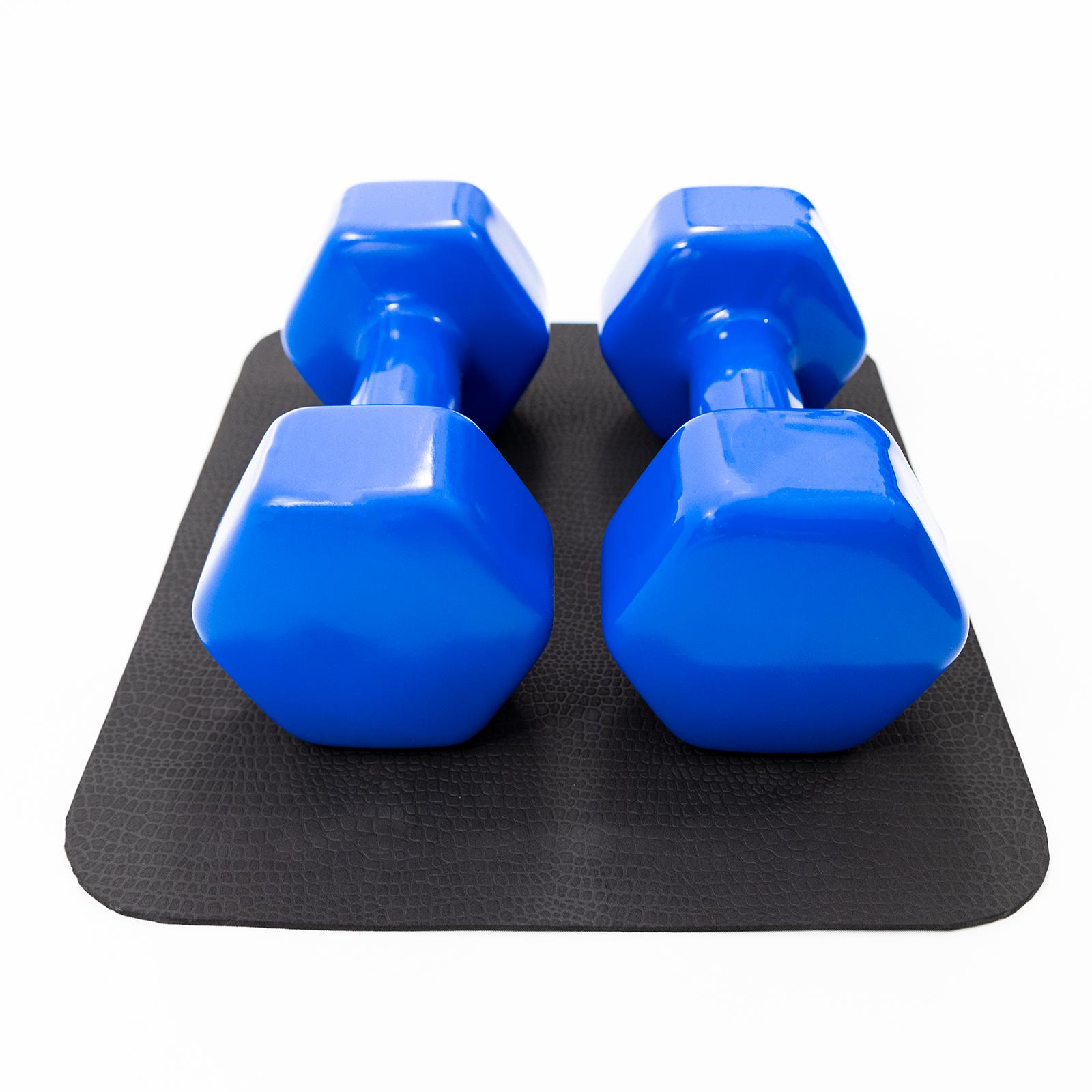 Гантелі вінілові з килимком OSPORT Profi 2 шт. 7 кг Синій (OF-0207) - фото 3