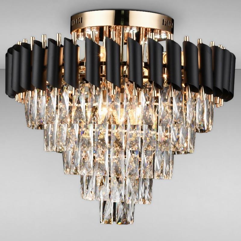 Люстра хрустальная потолочная Light House SRS-16224/9+6 Золотой/Черный (10016)