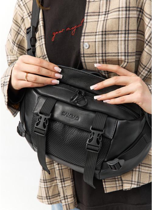 Поясная сумка женская Sambag из натуральной кожи Черный (1013038721)