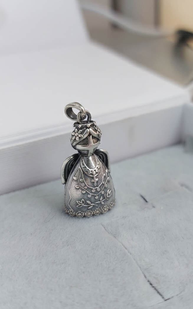 Кулон-оберіг Твій образ Мотанка-Ангел Срібний оберіг Спадщина Берегині срібло 925° український з чорнінням (087)