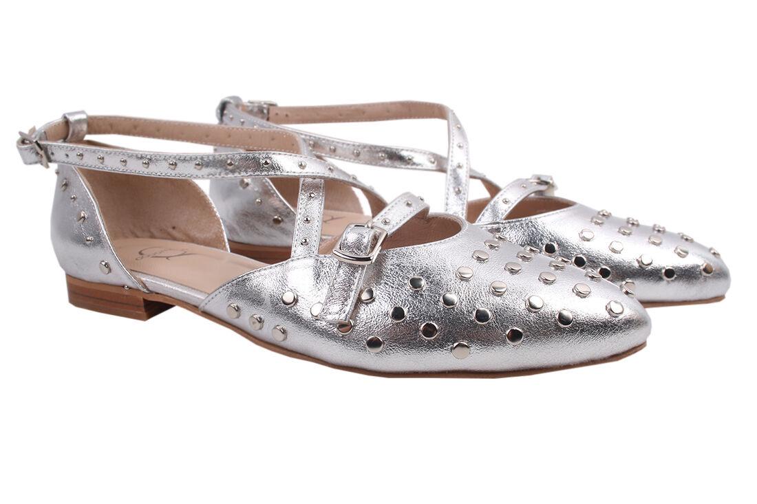 Туфли Aquamarin на низком ходу женские из кожи р. 39 Серебро (1527-9LTBC)