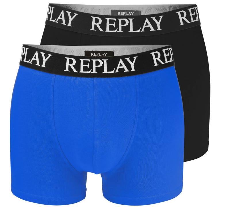 Труси боксери чоловічі анатомічні Replay 2 шт. L Чорний/Синій (102397624) - фото 1