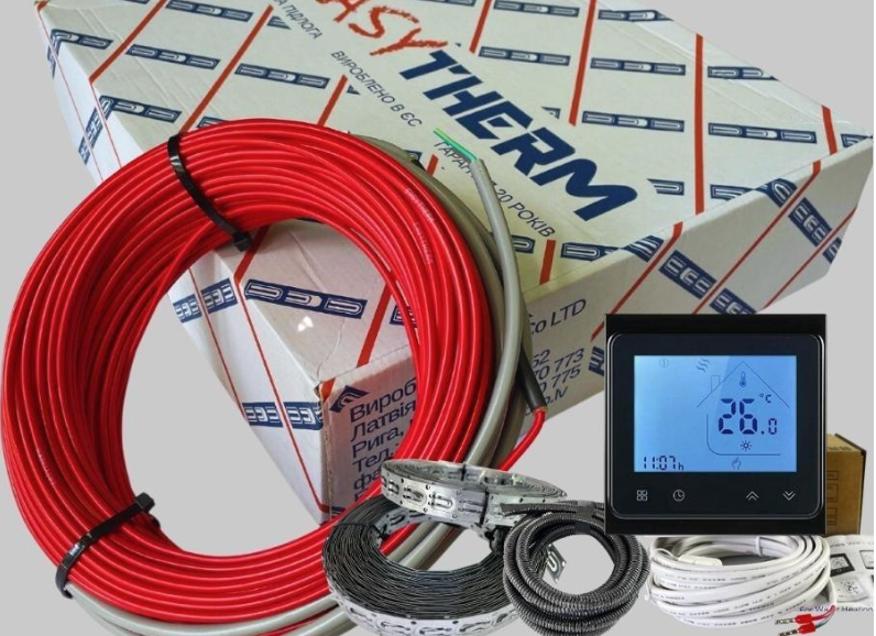 Комплект теплого пола EASYTHERM 9,0-13,7 м2 с Wi-Fi термостатом Черный (51356)