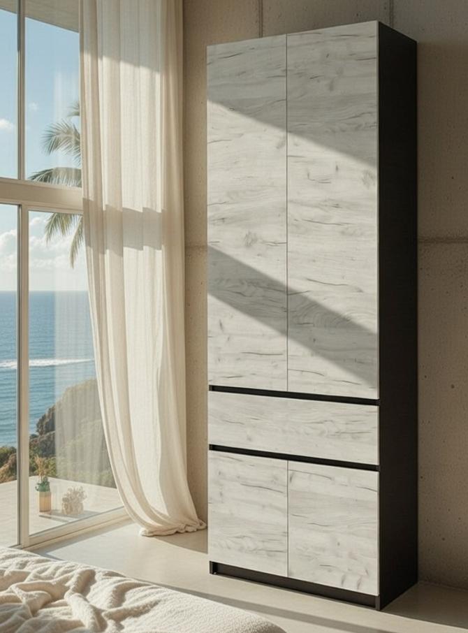 Шкаф Мастер Форм Брайт 80х52х200 см Венге магия/Дуб крафт белый (08057)