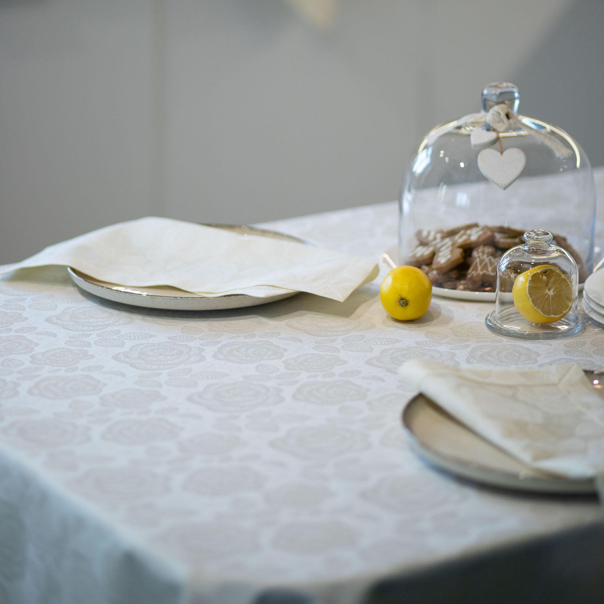 Скатертина жакардова Камелія 3,0x1,5 м Молочний кремовий (417-23/00) - фото 3