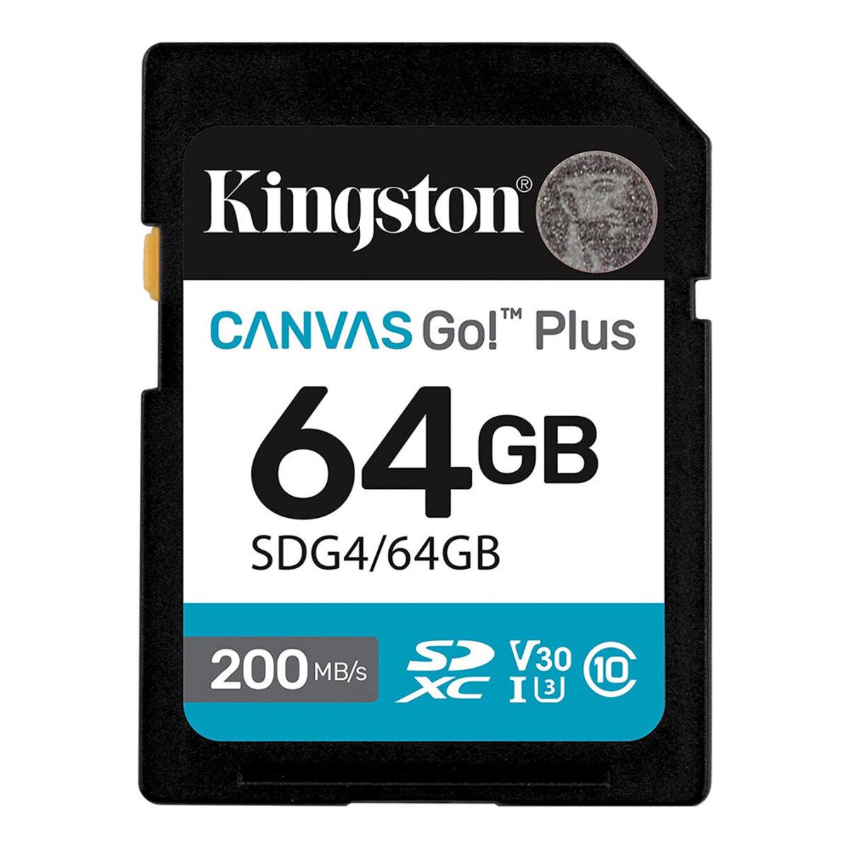 Карта пам'яті Kingston Canvas Go! Plus 64 GB SDXC UHS-1 U3 class 10 A2 V30 R170MB/s (SDG4/64GB) - фото 1