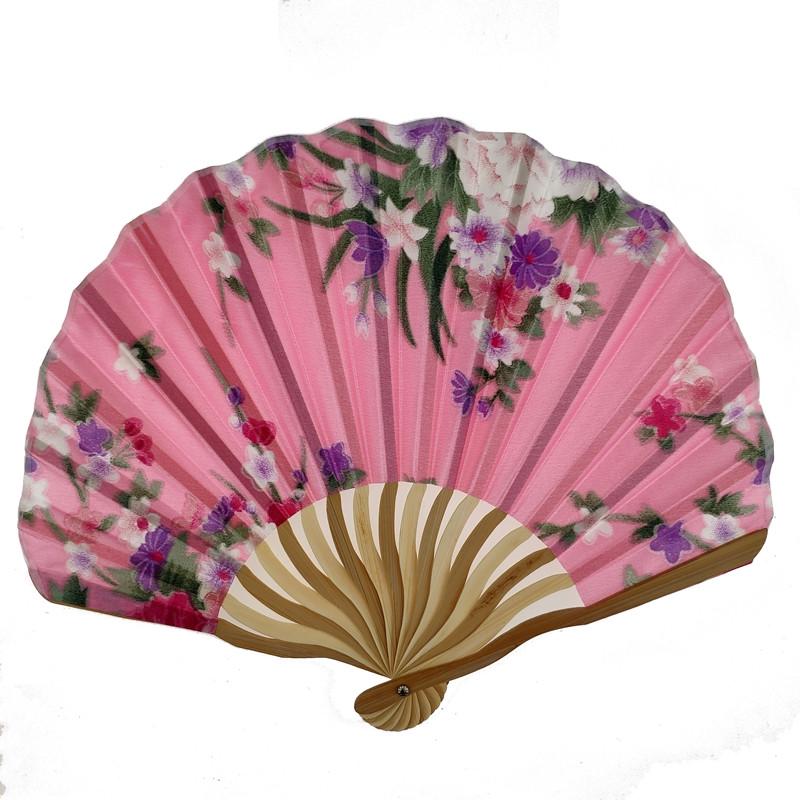 Веер женский складной с цветами Нежно-розовый (C3388)
