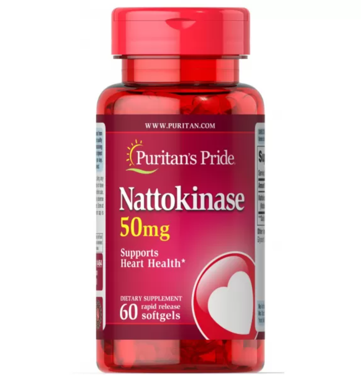 Комплекс для профілактики тиску та кровообігу Puritan's Pride Nattokinase 50 мг 60 Softgels