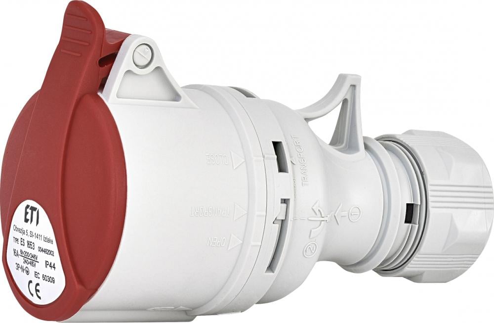 Силова розетка ETI ES-1653 3P+N+PE 16А 400 В переносна IP44 Червоний (4482002)
