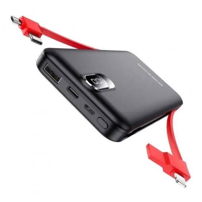 Повербанк Borofone BJ2 10000mAh со встроенными кабелями Black (019605) Повербанк Borofone BJ2 10000mAh со встроенными кабелями Black (019605)