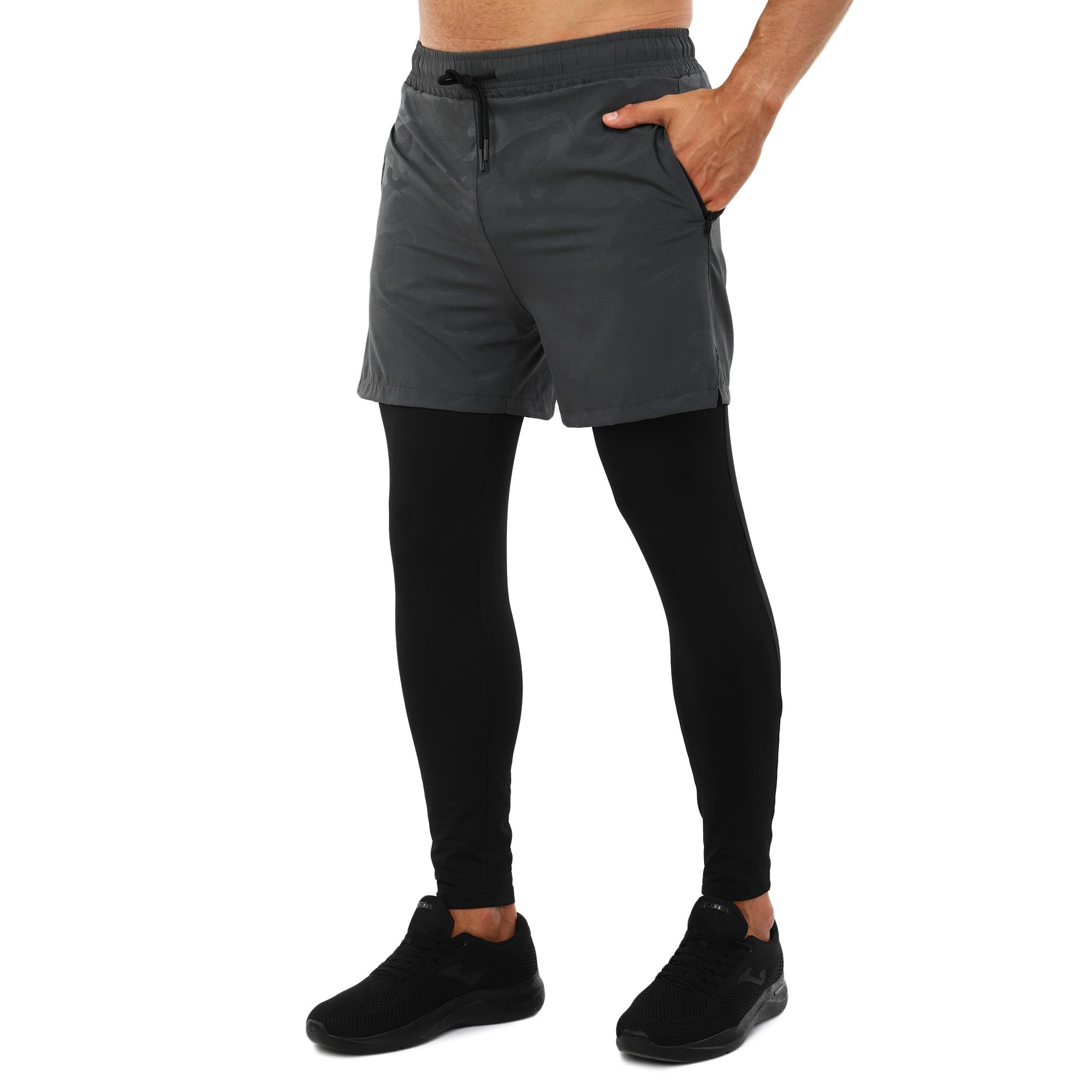 Компресійні штани тайтси із шортами LIDONG LD-G0137 2в1 L Сірий