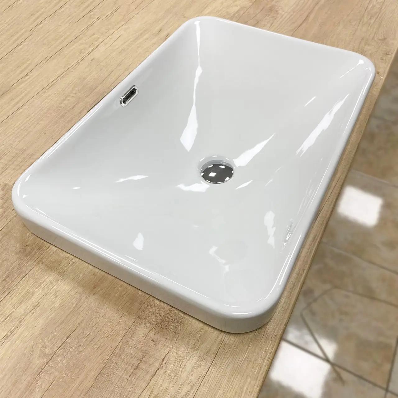 Раковина врезная VBI Bitritto M прямоугольная 600x410 мм Белый (RM-VBI-018025) - фото 2 Раковина врезная VBI Bitritto M прямоугольная 600x410 мм Белый (RM-VBI-018025) - фото 2