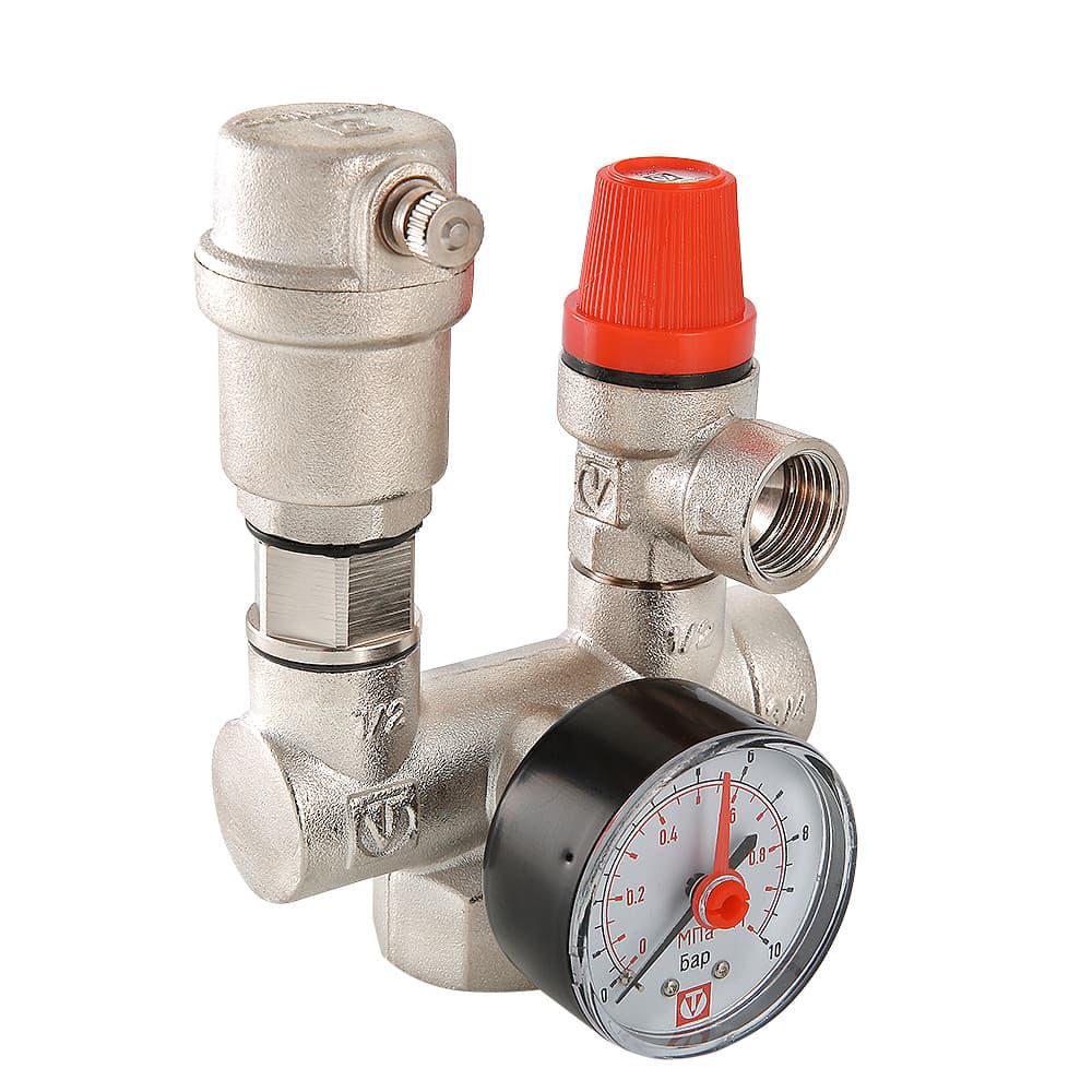 Група безпеки котла Valtec DN 1" 3 бари для систем опалення до 44 кВт (VT.460.0.0)