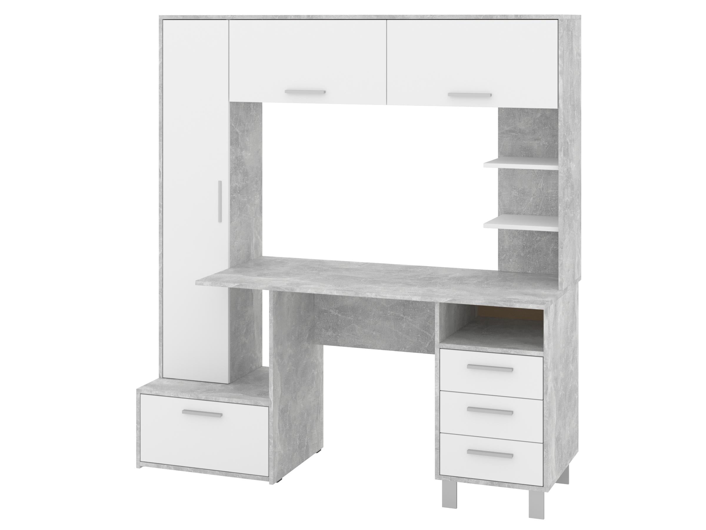 Письменный стол PEHOTIN Драйв 160х60х75/172,5 см Бетон/Белый (PN-101341)