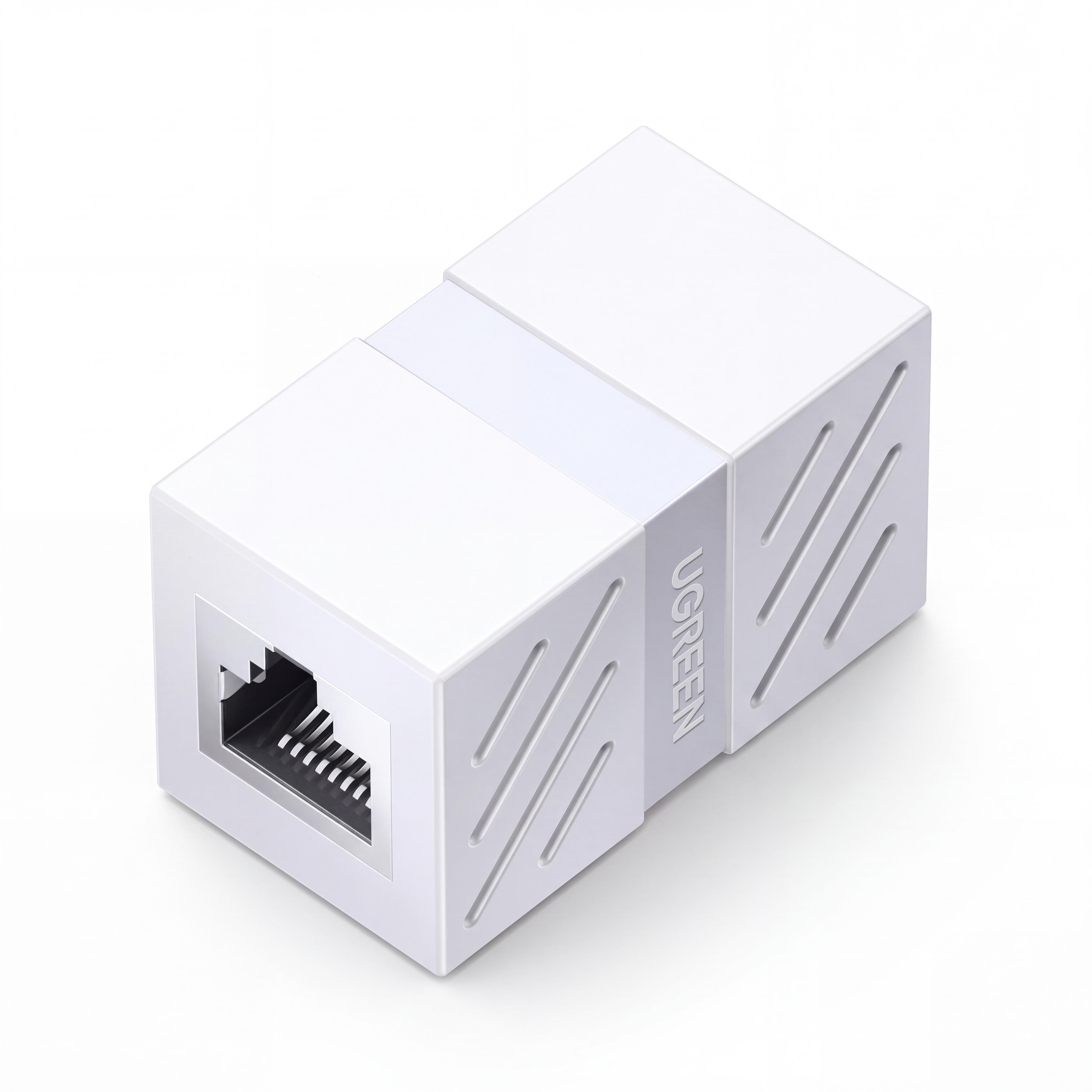 Соединитель UGREEN NW114 RJ45 удлинитель сетевого кабеля 2 гнезда RJ45 до 1 Гбит/с Cat6 с экранированием Белый (20311)