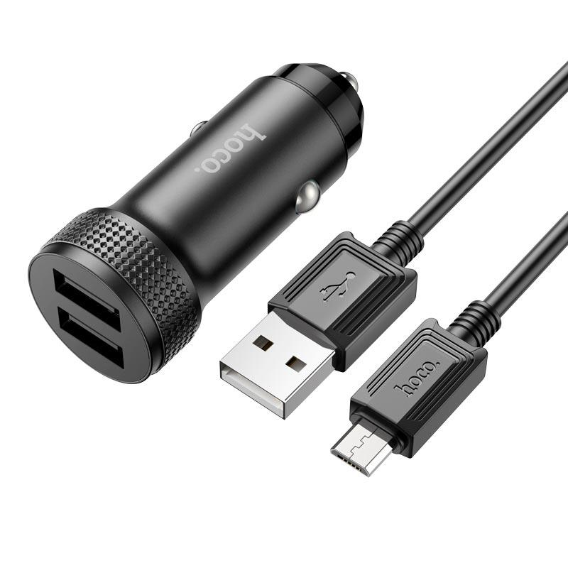 Адаптер автомобильный Hoco Micro USB Cable Level dual port Z49 2USB 12 W 2,4 A Black (574110) - фото 4 Адаптер автомобильный Hoco Micro USB Cable Level dual port Z49 2USB 12 W 2,4 A Black (574110) - фото 4