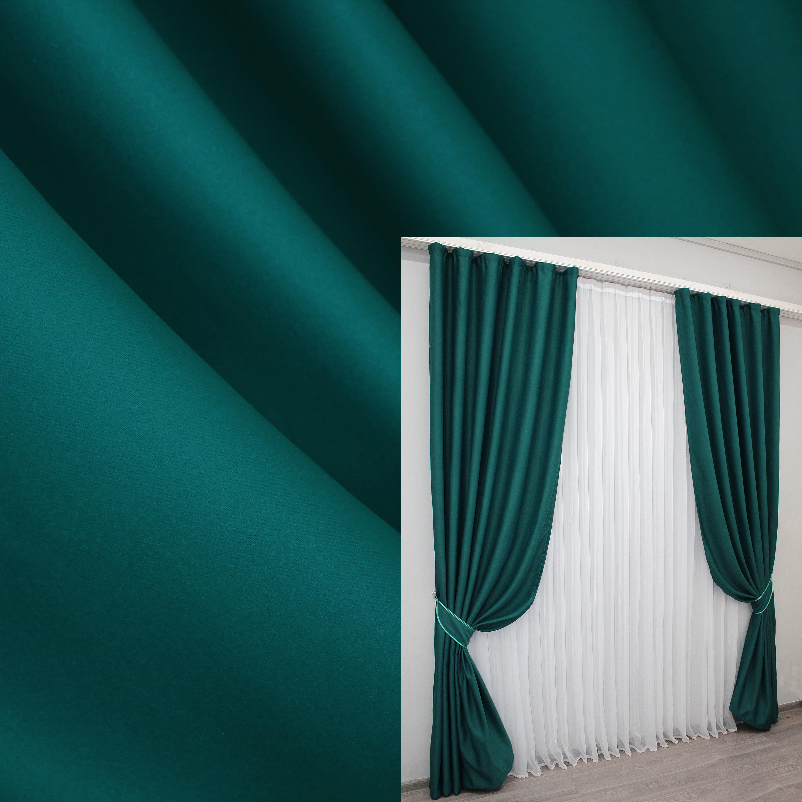 Комплект штор VR-Textil Fusion Dimout № 794ш блэкаут 150х270 см 2 шт. Изумрудный (30-579) - фото 2
