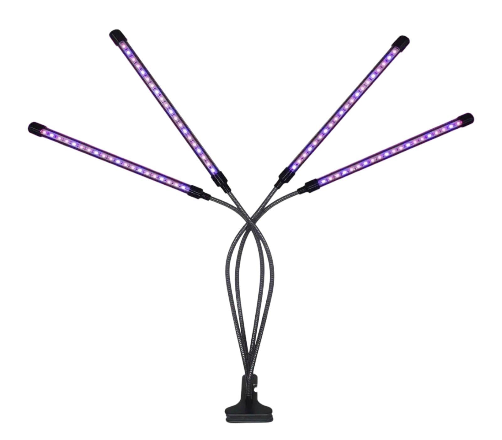 Фитолампа jinhongto led Grow Light 15 Вт 4 головки полного спектра с таймером 3 режима Черный