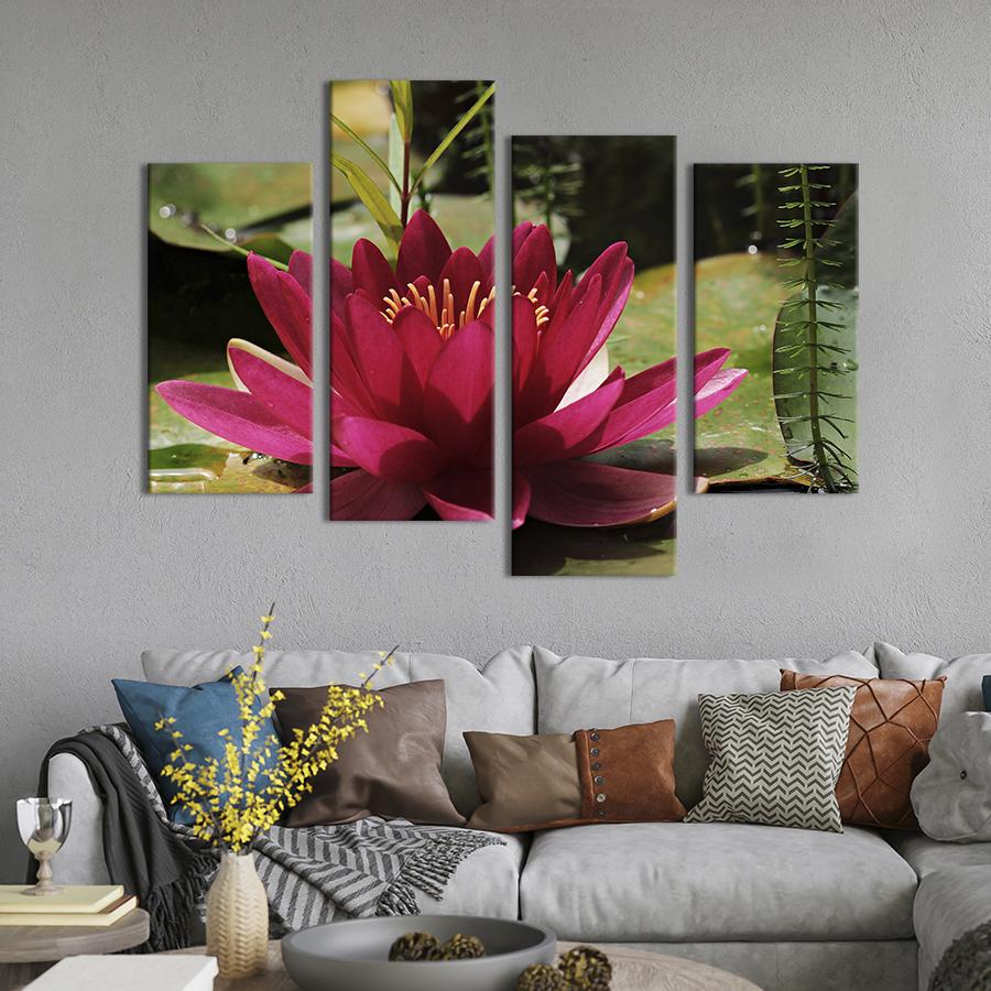 Картина на холсте Малиновый лотос 89x56 см (1017-42)
