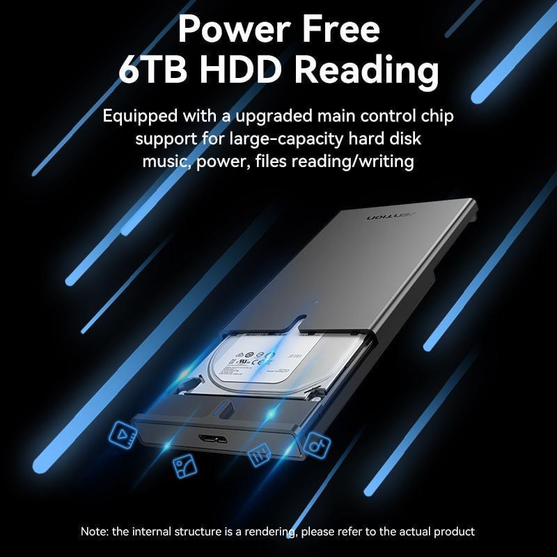 Корпус Vention для SSD/HDD 2,5"/5 Гбит/с USB 3.0 до SATA III с кабелем USB-Micro-USB Type-B Micro-B Черный (KPAB0) - фото 6