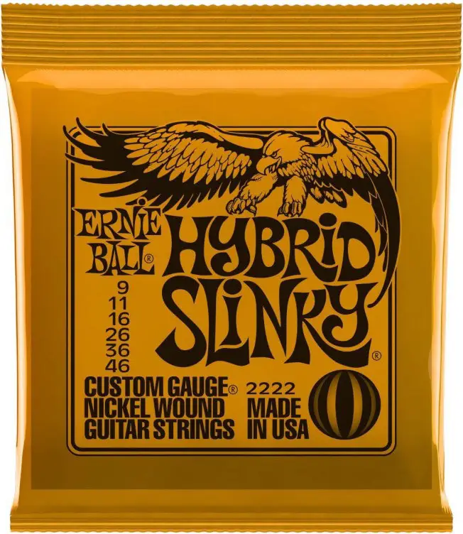 Комплект никелированных струн для электрогитары Ernie Ball 2222 Hybrid Slinky калибр 9-46