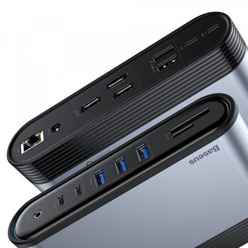 Док-станція USB3.2 Type-C BASEUS CAHUB-DG0G 3xHDMI/2xUSB-C/5xUSB/RJ45/SD/TRRS 3.5/PD 100W - фото 7