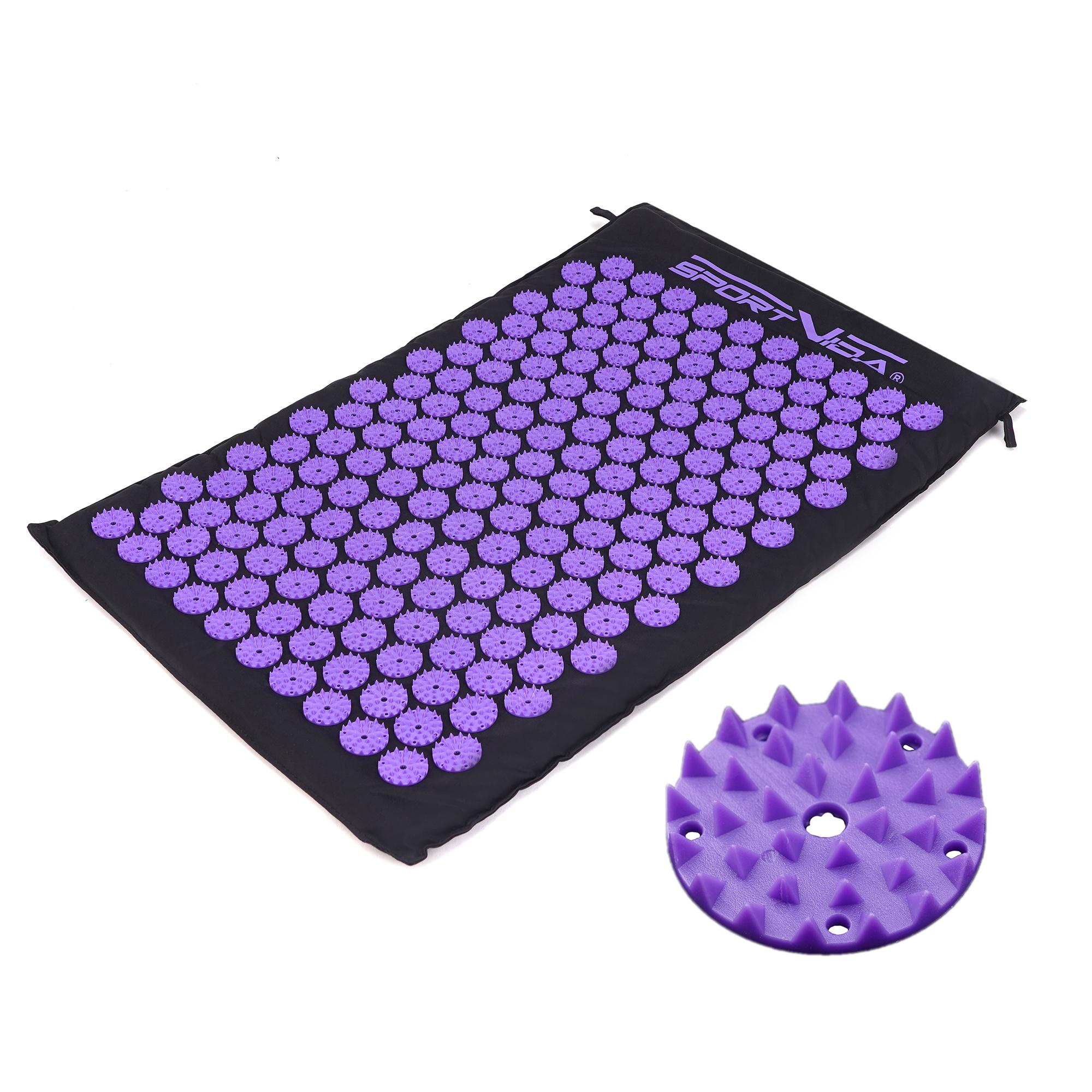 Килимок акупунктурний з валиком SportVida Аплікатор Кузнєцова 66x40 см Black/Violet (SV-HK0408) - фото 5