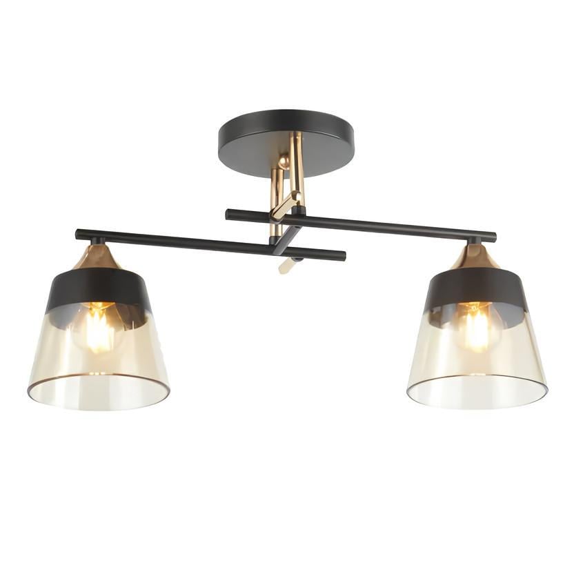 Люстра стельова на 2 плафона Valeso V 6312-2 BK+FG Чорний/Золотий