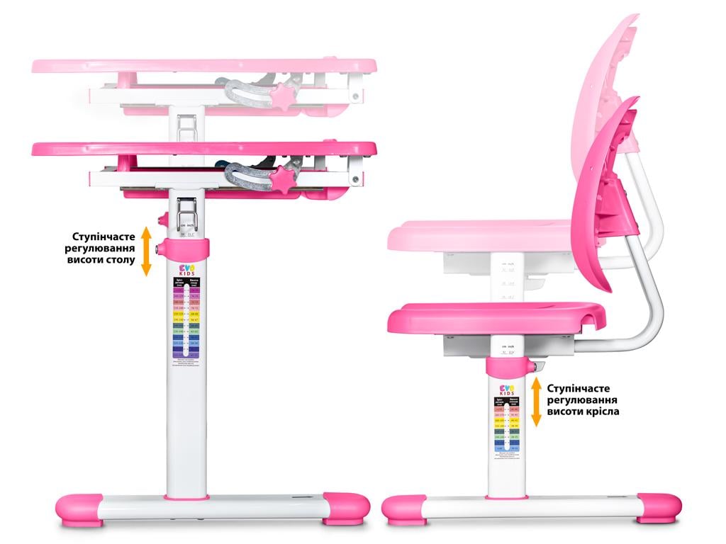 Парта дитяча шкільна зі стільцем Evo-kids Evo-06 Ergo Рожевий (Evo-06 Ergo PN) - фото 5