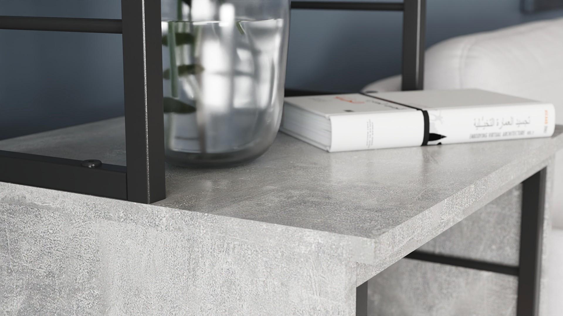 Стіл-тумба трансформер Ferrum-decor Смарт 3/2 з етажеркою метал/ДСП 16 мм 1430x1450x600 мм Чорний/Бетон (FRD-105122) - фото 9