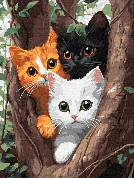 Картина по номерам Ideyka Котики на дереве 30x40 см (Id-KHO6736)
