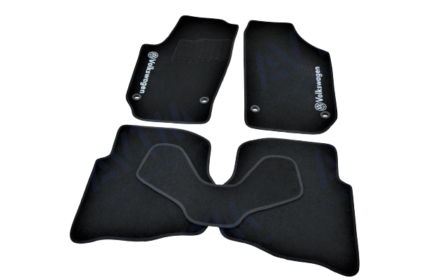 Коврики автомобильные ворсовые в салон для Volkswagen Polo 2001-2008 5 шт. Черный