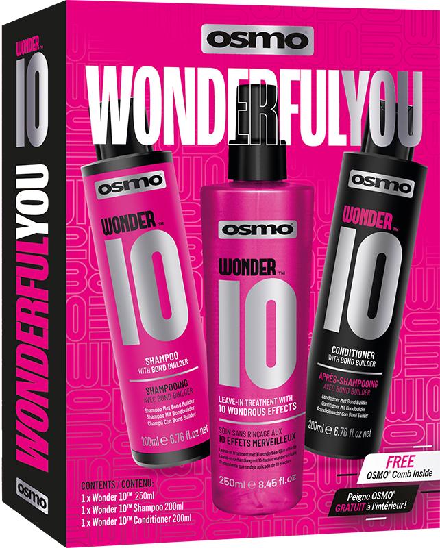 Подарочный набор косметики для разглаживания волос Osmo Wonder 10 шампунь 200 мл/кондиционер 200 мл/кератиновый спрей 250 мл (29578091)