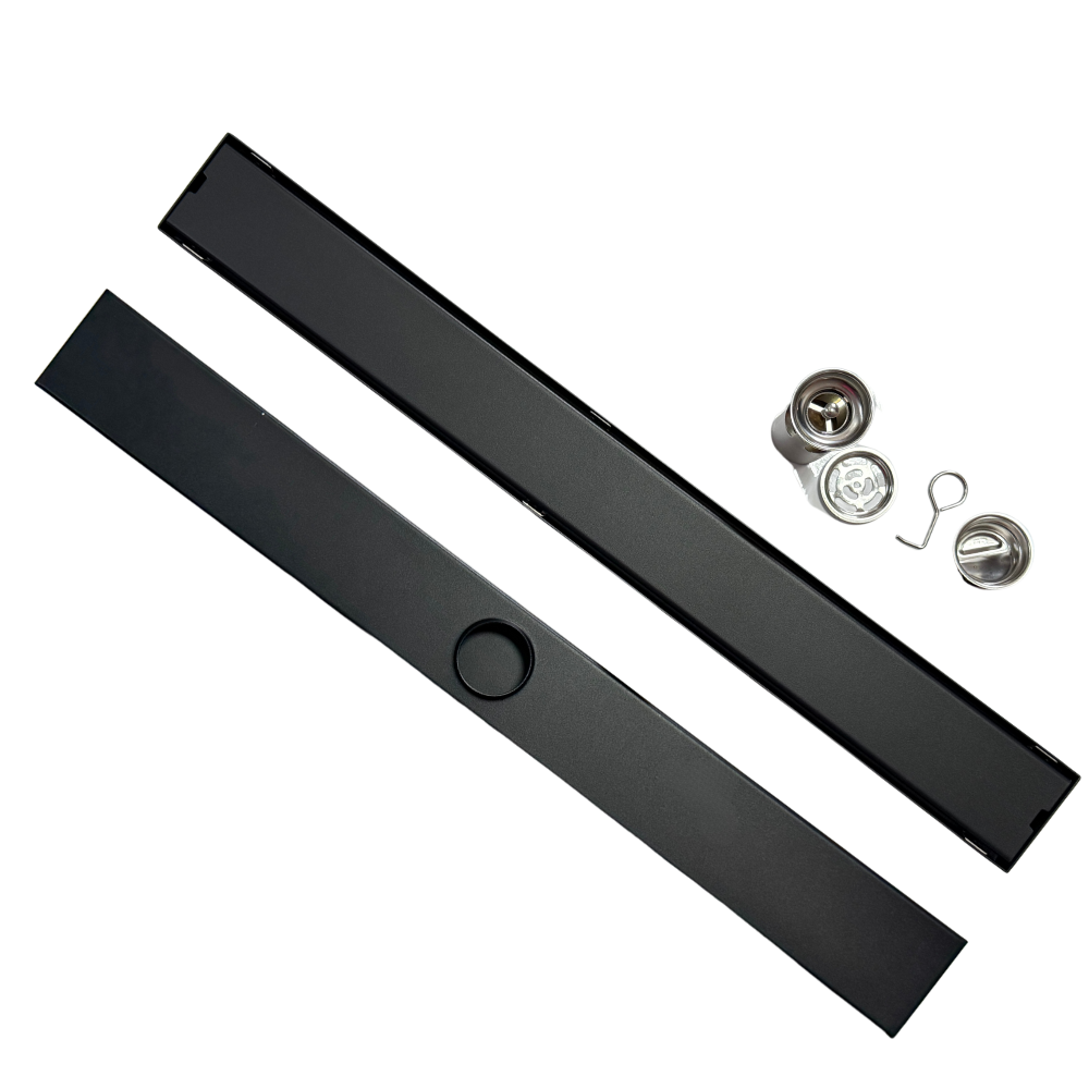 Трап для душу та ванної кімнати з нержавіючої сталі під плитку для зливу води підлоговий лінійний 60х6,8х2 см Чорний - фото 2 Трап для душу та ванної кімнати з нержавіючої сталі під плитку для зливу води підлоговий лінійний 60х6,8х2 см Чорний - фото 2