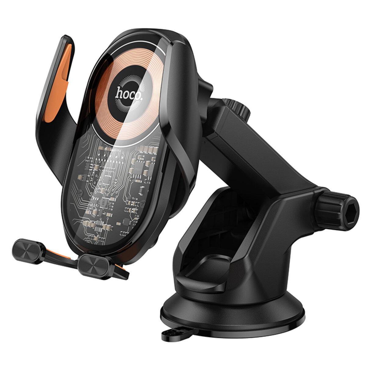 Тримач для телефону для авто з бездротовою зарядкою Hoco HW34 Blue Whale 3-Axis Linkage Car Holder Center Console Black (81028) Тримач для телефону для авто з бездротовою зарядкою Hoco HW34 Blue Whale 3-Axis Linkage Car Holder Center Console Black (81028)