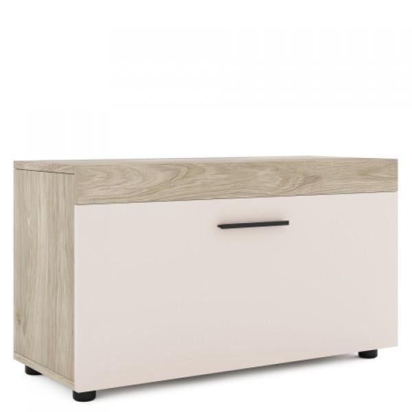 Тумба для взуття в передпокій 1Д Хелен Світ Меблів ДСП Дуб Білий/Сатин