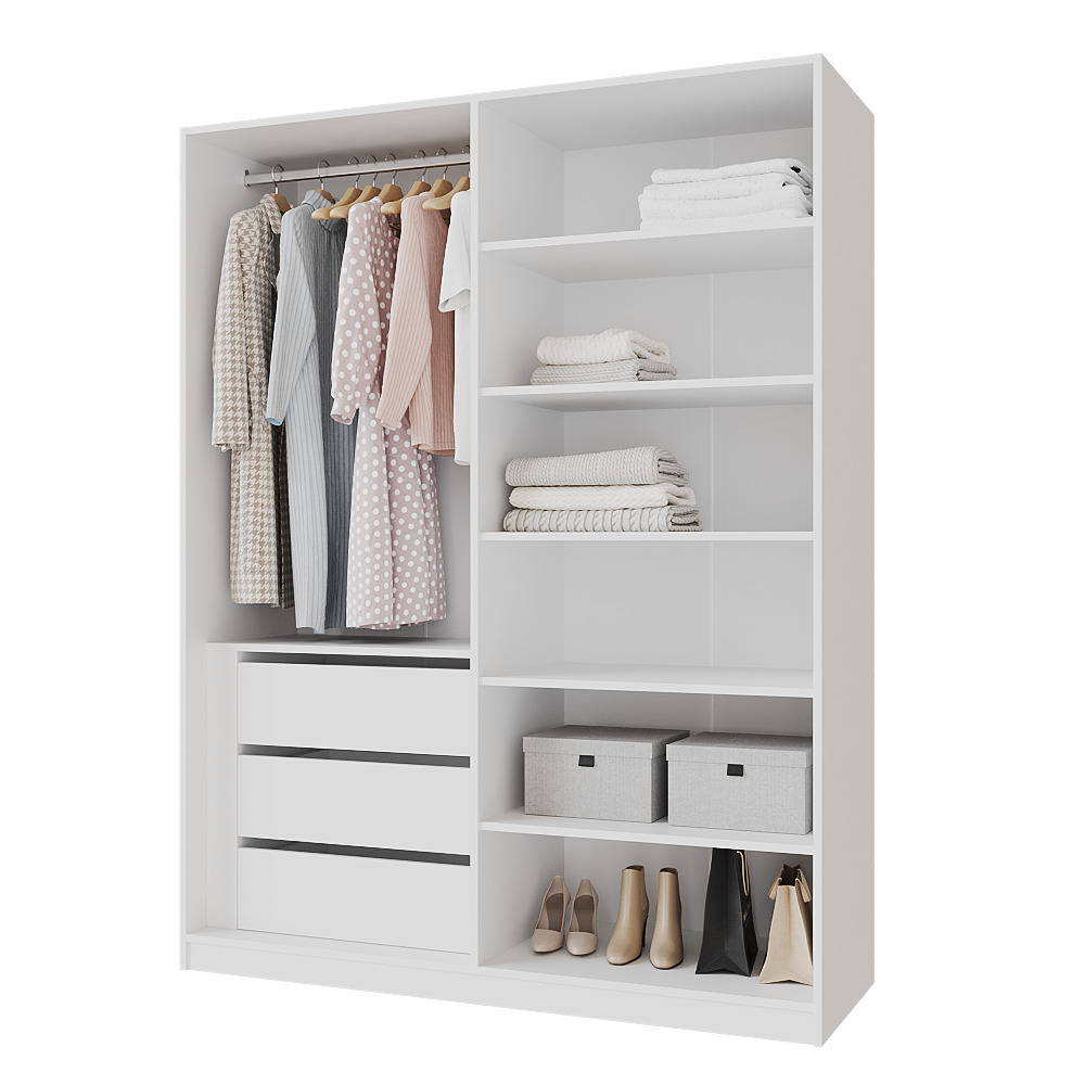 Шкаф распашной с тумбой Меблітренд Чиназес ЧиТ-1600 1600х500х2050 мм Белый (27286197) - фото 2 Шкаф распашной с тумбой Меблітренд Чиназес ЧиТ-1600 1600х500х2050 мм Белый (27286197) - фото 2