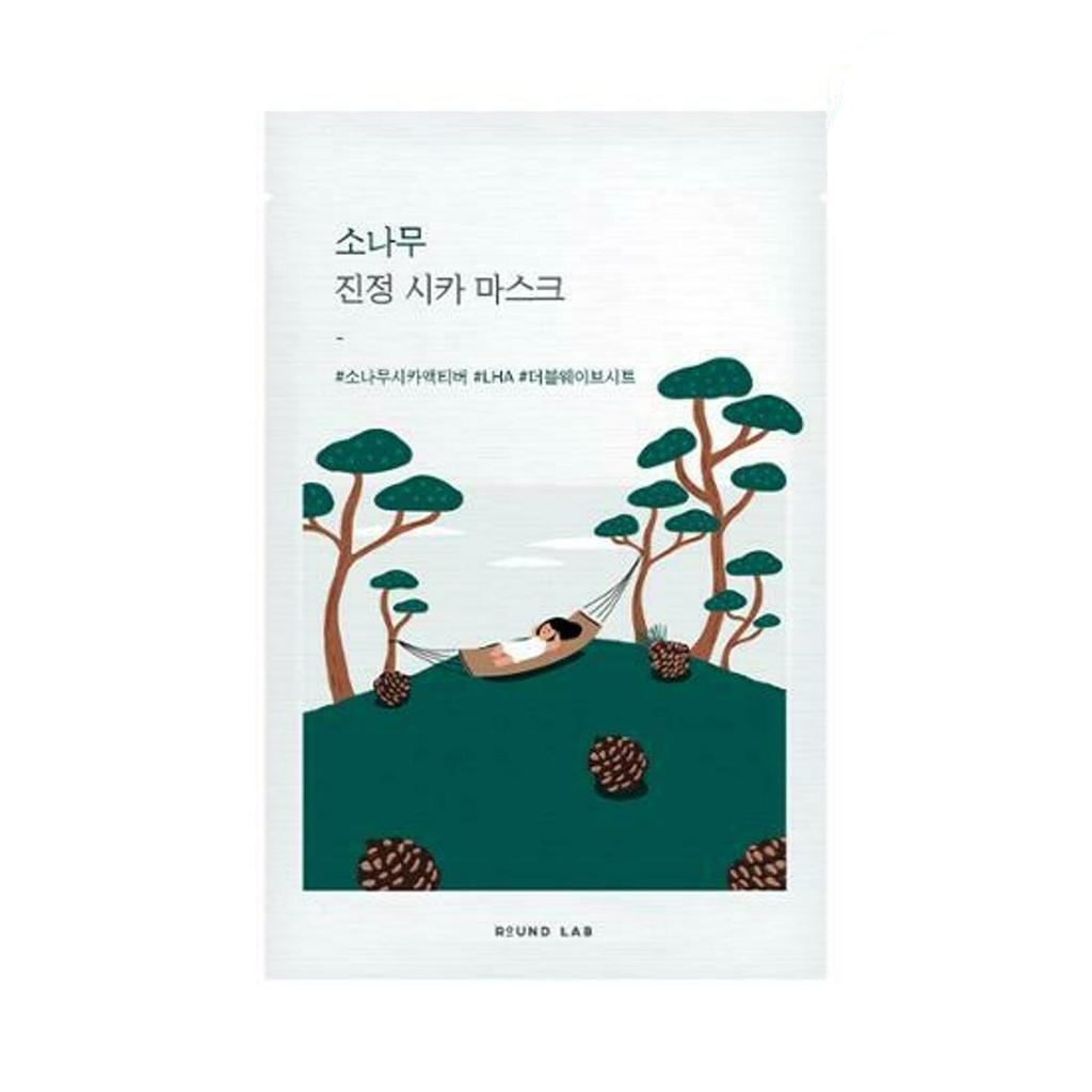 Маска для лица ROUND LAB Pine Calming Cica Mask Sheet успокаивающая ткань с экстрактом игл сосны