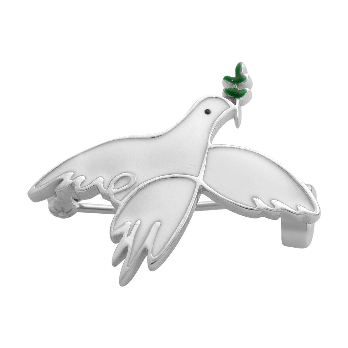 Брошь серебряная LoveR Голубь мира с эмалью Брошь серебряная LoveR Голубь мира с эмалью